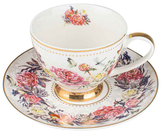 Roses & Butterflies Teacup & Saucer Set