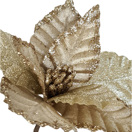 Yule Poinsettia Stem - Champagne