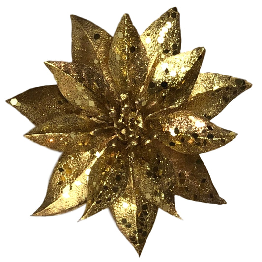 Gold Shimmer Poinsetta w/Clip