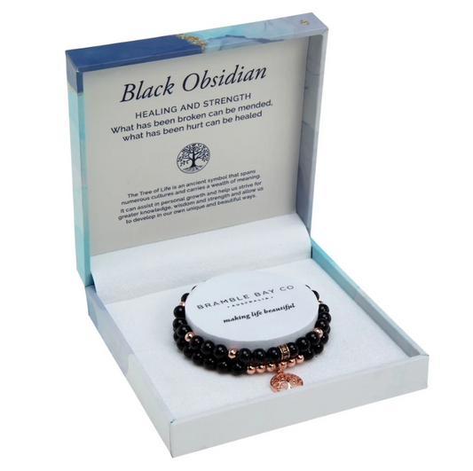 Bramble Bay Tree of Life Duo Black Obsidian Rose Gold