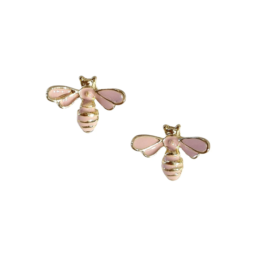 Epoxy Bee Stud Earring - Pink