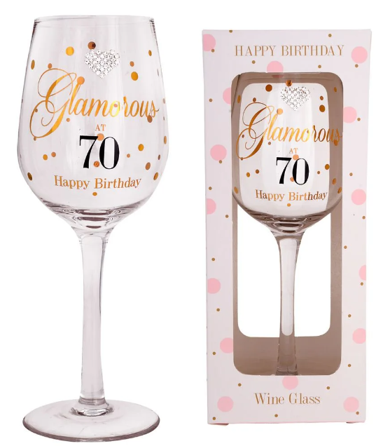 Glamorous at 70 Wine Glass