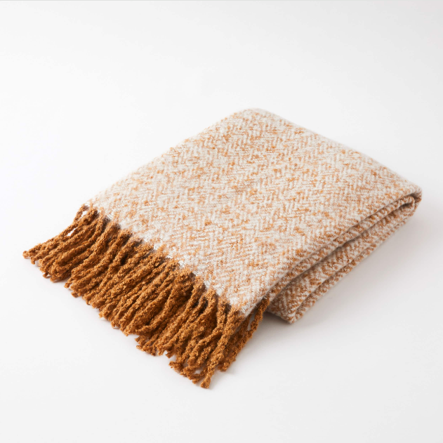 Herringbone Throw - Biscuit