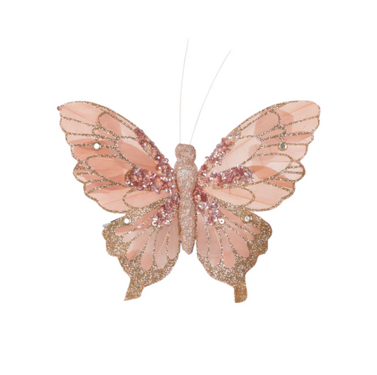 Blush Pink Embellished Butterfly Clip