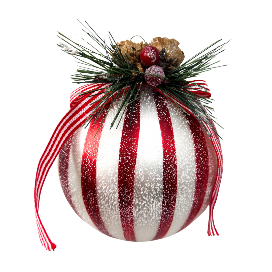 Red & White Striped Ornament - 2 Styles