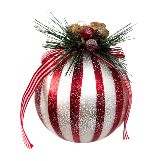 Red & White Striped Ornament - 2 Styles