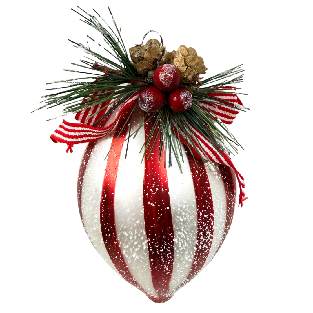 Red & White Striped Ornament - 2 Styles