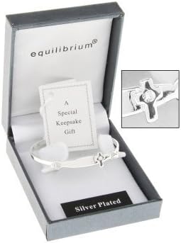 Cross Christening Bangle - Silver