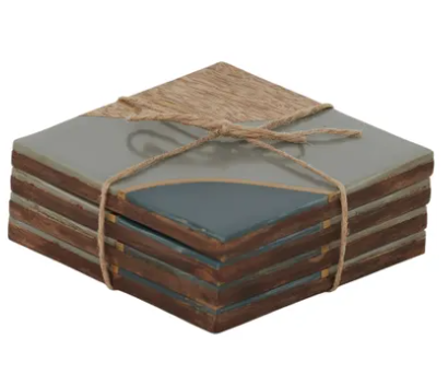 Torrent Set of 4 Wood Resin Coasters