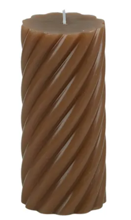 Twist Pillar Candle Tan 7X15CM