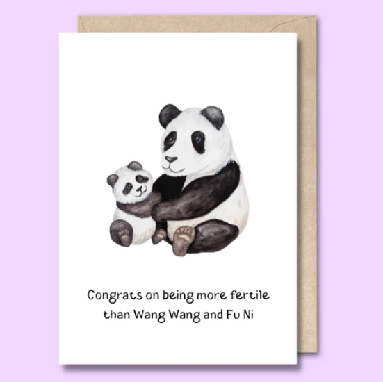 "Congrats On Being More Fertile Than Wang Wang and Fu Ni" Greeting Card