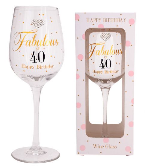 Fabulous at 40 Wine Glass