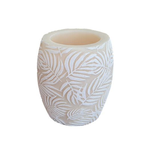 Natural Lights - Palm Leaf 4” Hurricane - White & Ivory